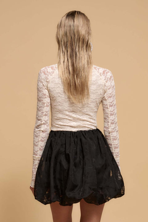 Starry Eyed Studded Floral Lace Mock-Neck Top - ShopPromesa