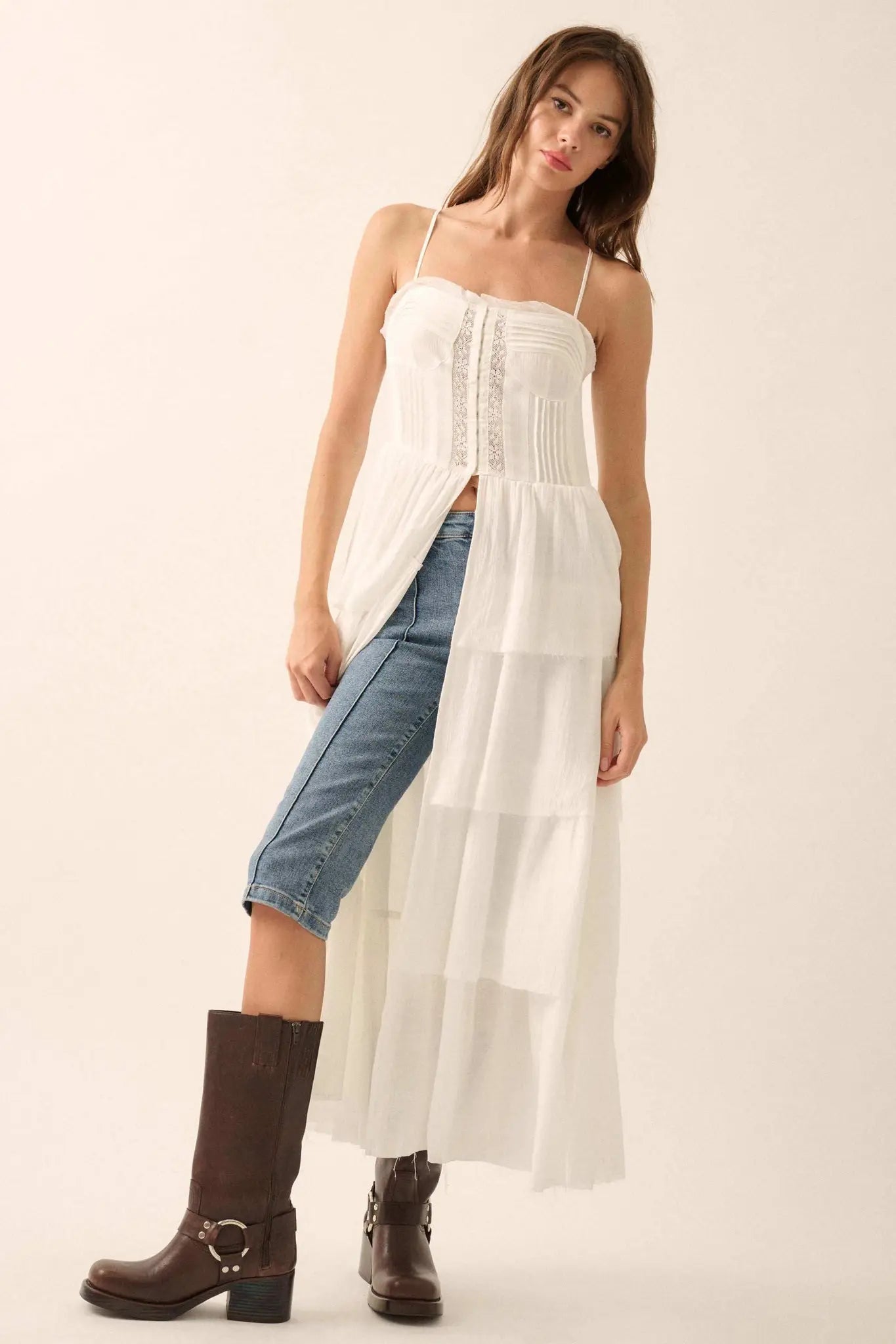 True Romance Pleated Tiered Ruffle Maxi Top - ShopPromesa