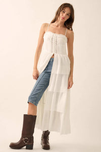 True Romance Pleated Tiered Ruffle Maxi Top - ShopPromesa
