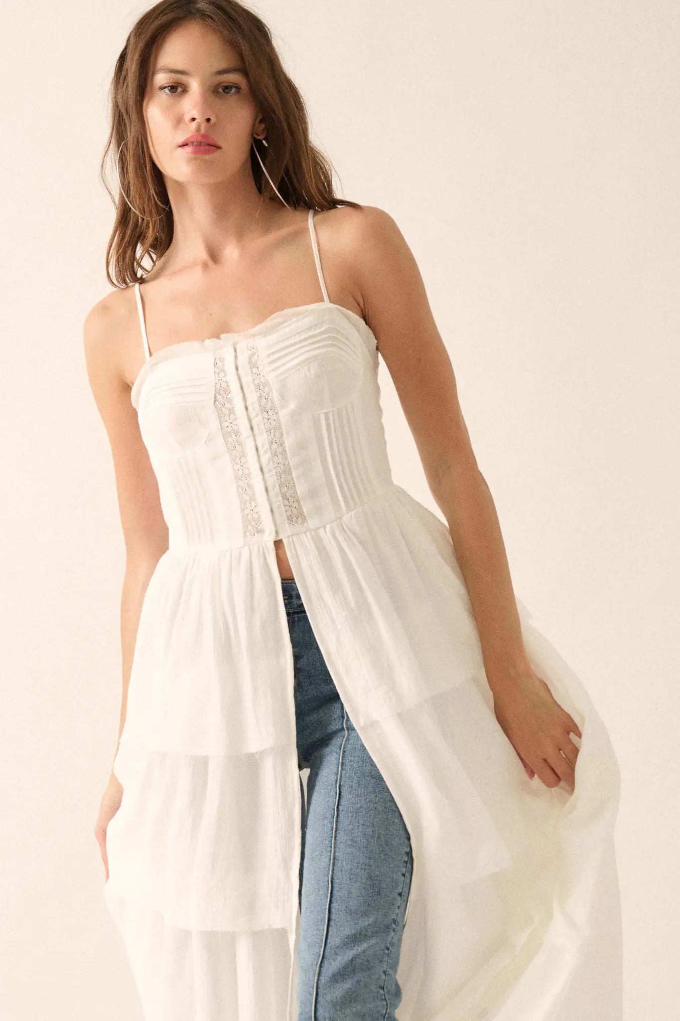 True Romance Pleated Tiered Ruffle Maxi Top - ShopPromesa