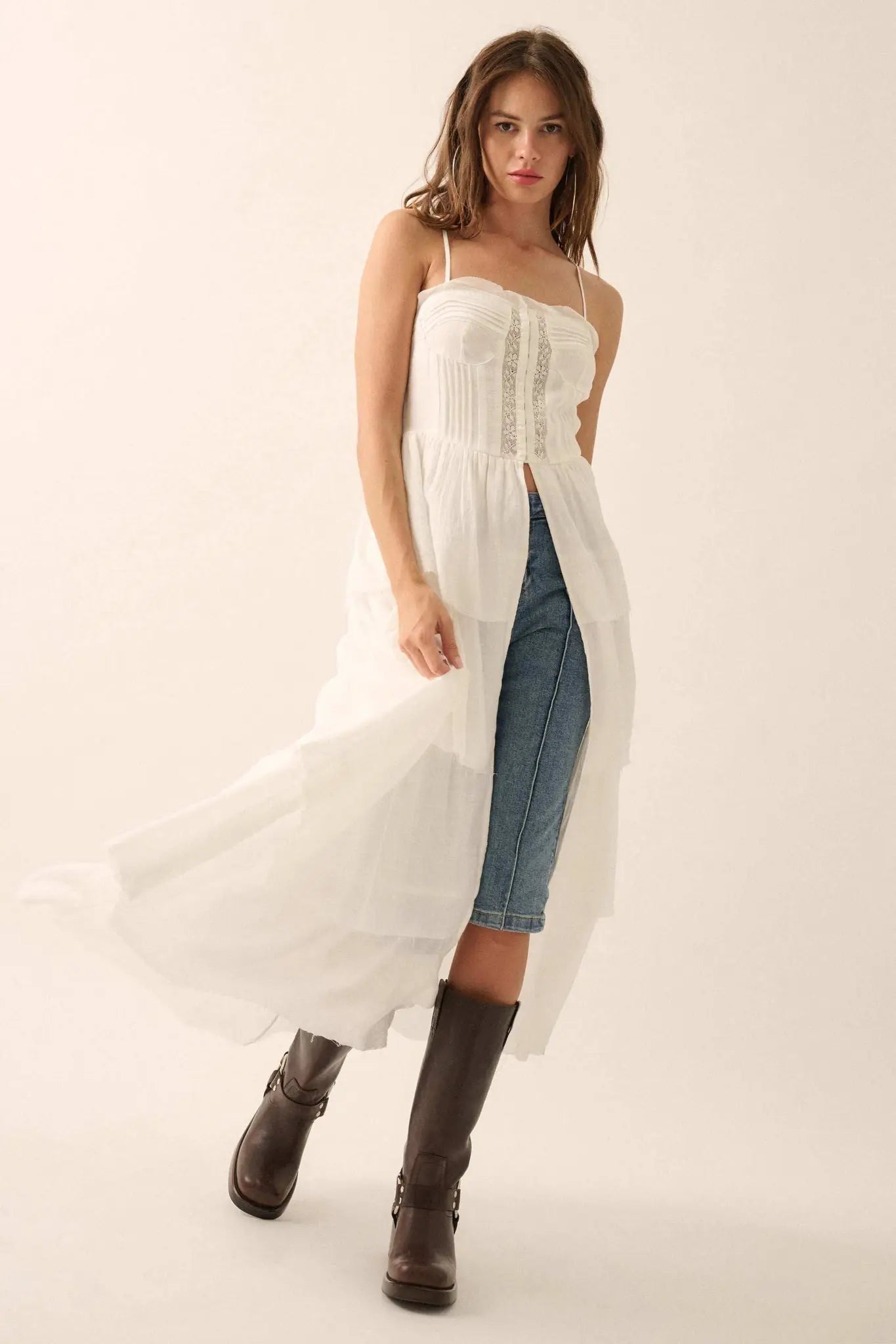 True Romance Pleated Tiered Ruffle Maxi Top - ShopPromesa
