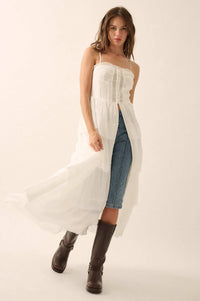 True Romance Pleated Tiered Ruffle Maxi Top - ShopPromesa