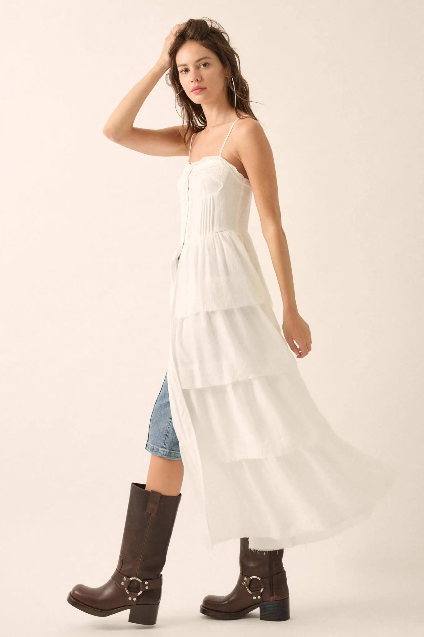 True Romance Pleated Tiered Ruffle Maxi Top - ShopPromesa