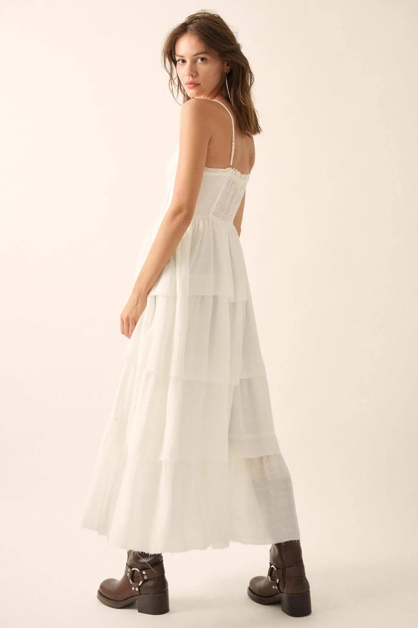 True Romance Pleated Tiered Ruffle Maxi Top - ShopPromesa