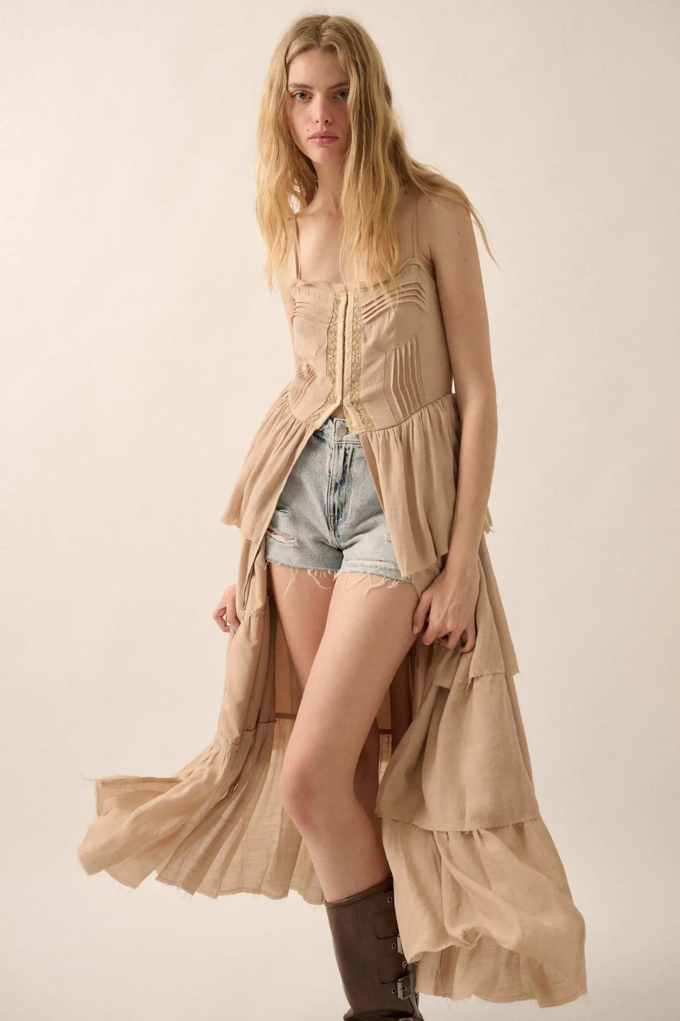 True Romance Pleated Tiered Ruffle Maxi Top - ShopPromesa