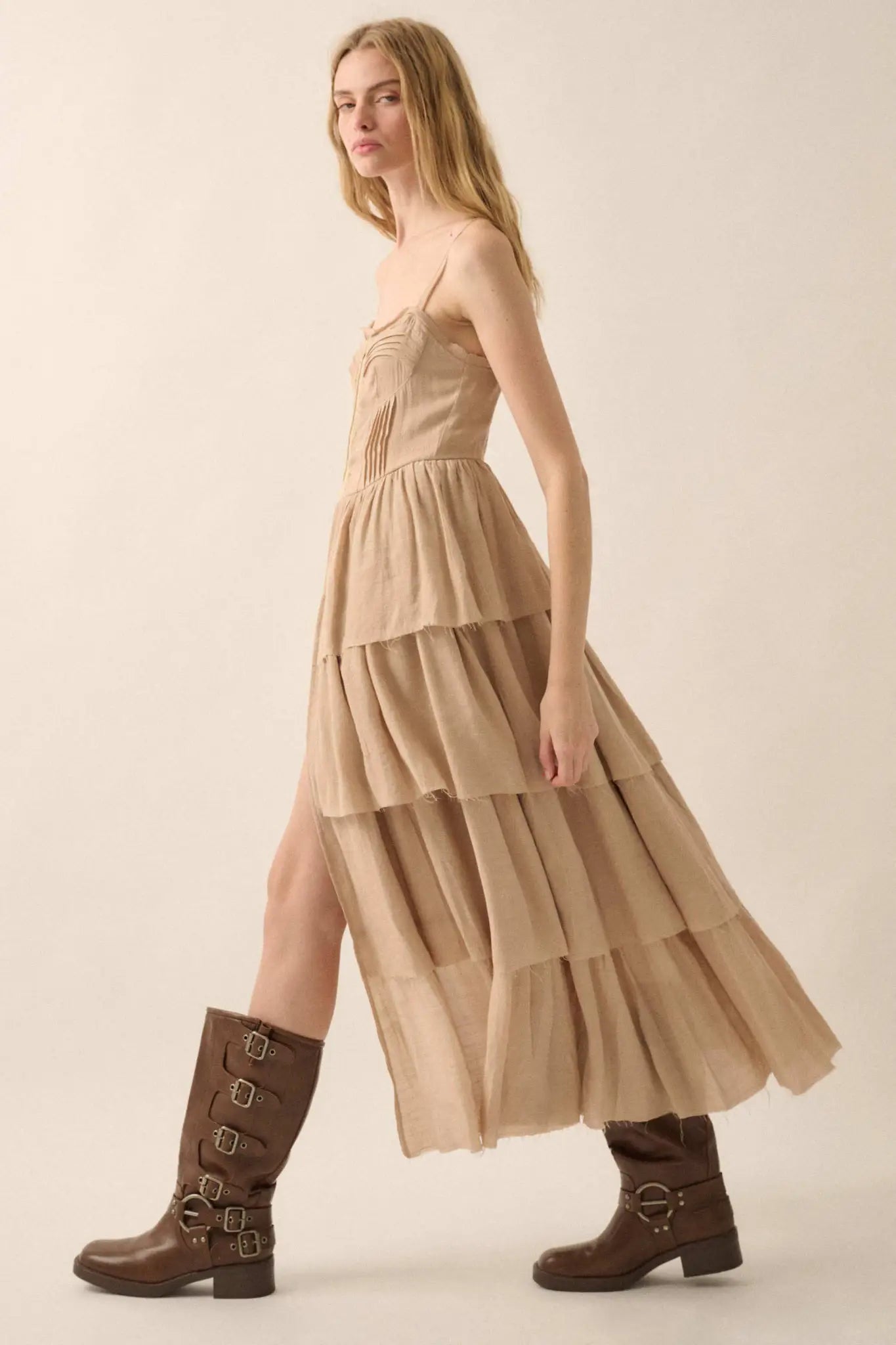 True Romance Pleated Tiered Ruffle Maxi Top - ShopPromesa