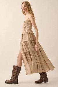 True Romance Pleated Tiered Ruffle Maxi Top - ShopPromesa