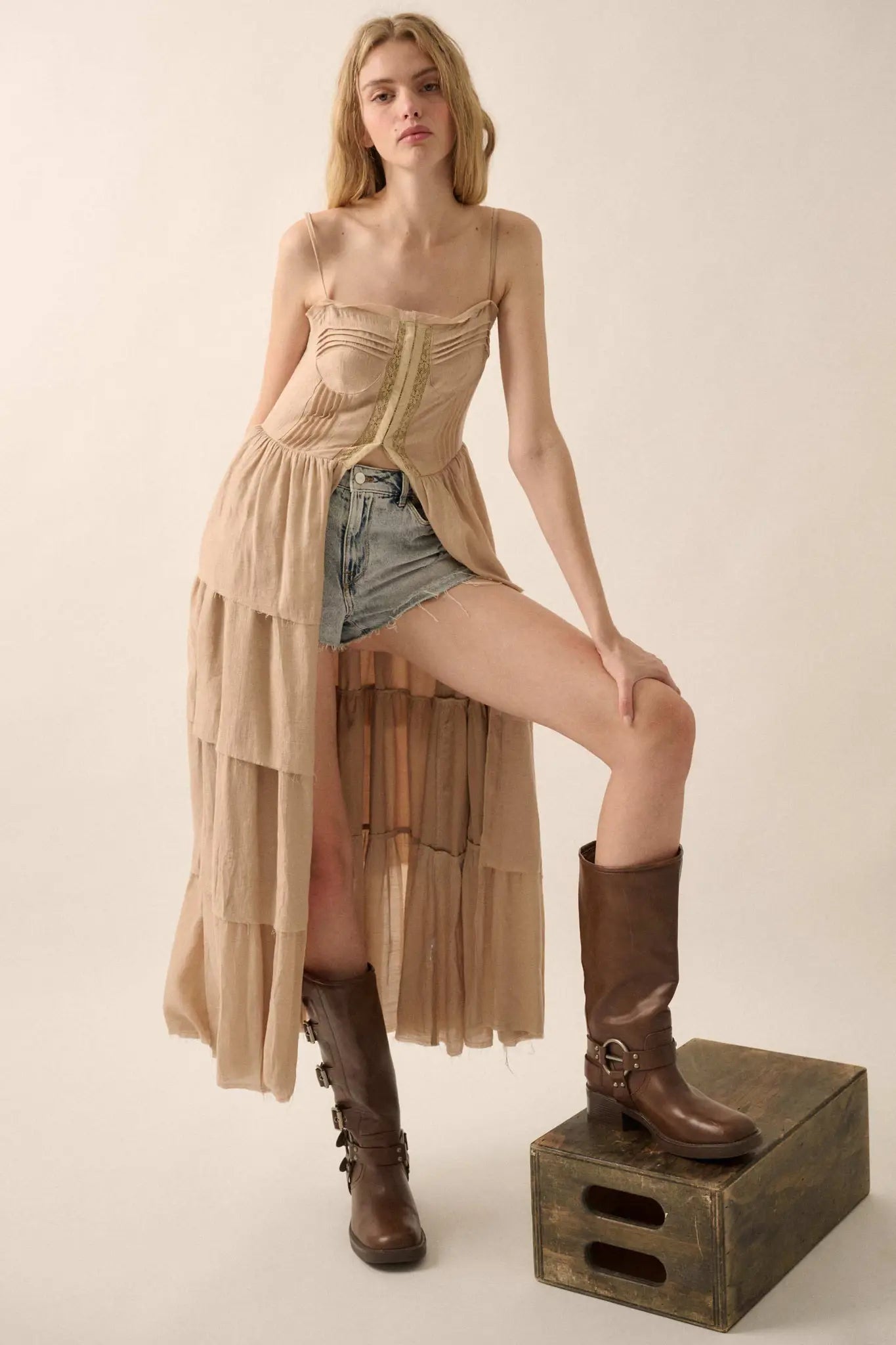 True Romance Pleated Tiered Ruffle Maxi Top - ShopPromesa