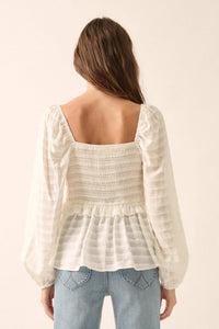 Sweet Infatuation Striped Ribbon-Trim Peasant Top - ShopPromesa