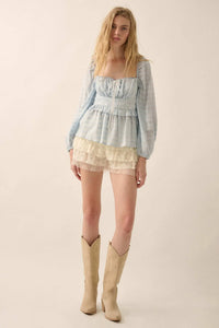 Sweet Infatuation Striped Ribbon-Trim Peasant Top - ShopPromesa