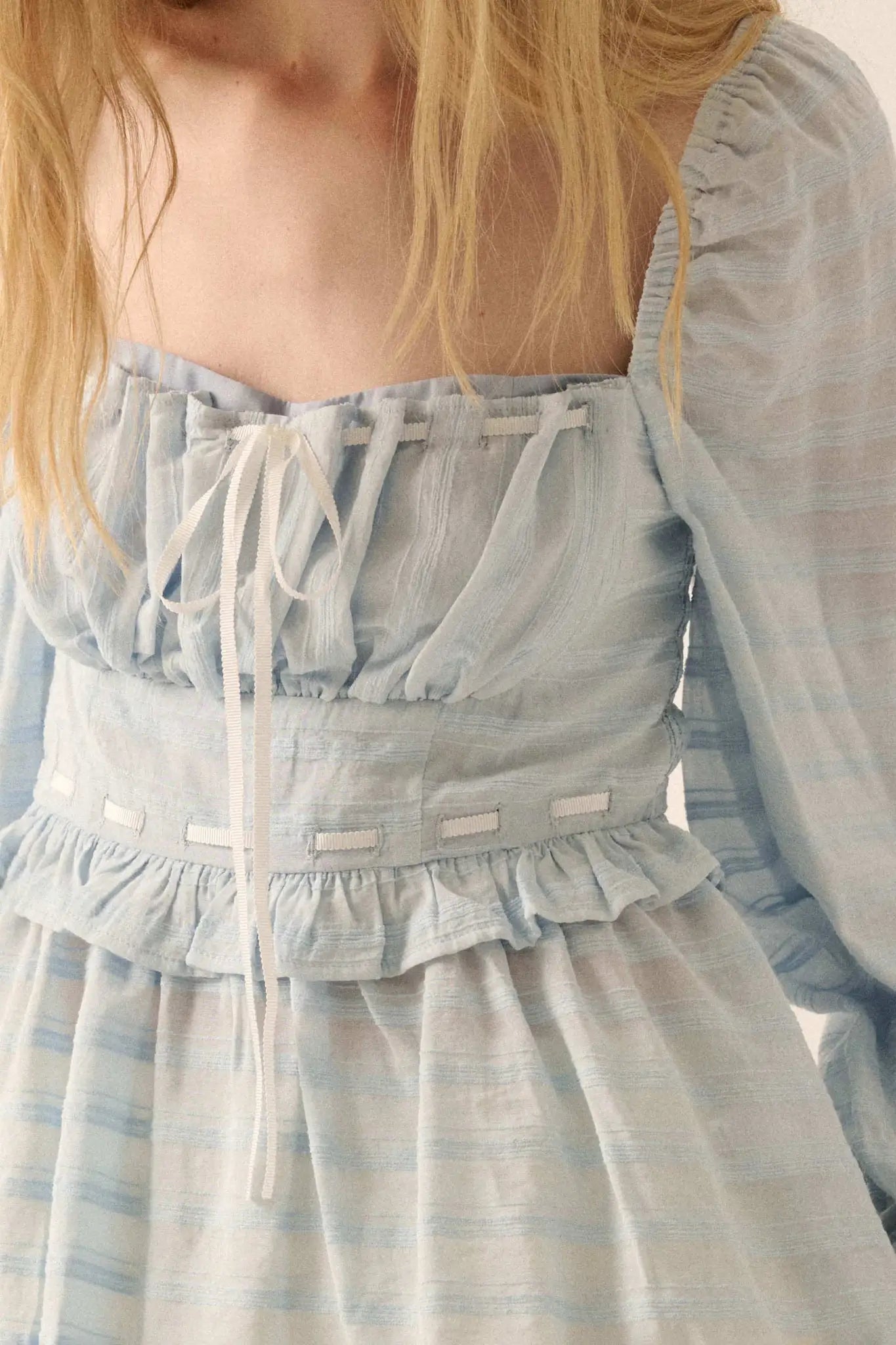 Sweet Infatuation Striped Ribbon-Trim Peasant Top - ShopPromesa