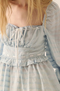 Sweet Infatuation Striped Ribbon-Trim Peasant Top - ShopPromesa