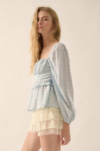 Sweet Infatuation Striped Ribbon-Trim Peasant Top - ShopPromesa