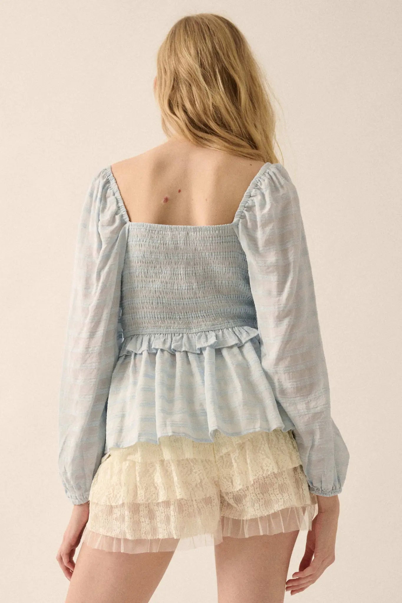 Sweet Infatuation Striped Ribbon-Trim Peasant Top - ShopPromesa