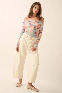 Floral Embrace Floral Mesh Foldover Bodysuit - ShopPromesa