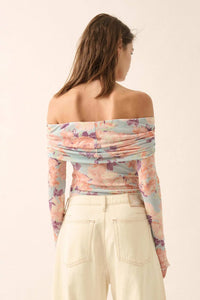 Floral Embrace Floral Mesh Foldover Bodysuit - ShopPromesa