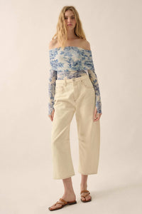 Floral Embrace Floral Mesh Foldover Bodysuit - ShopPromesa