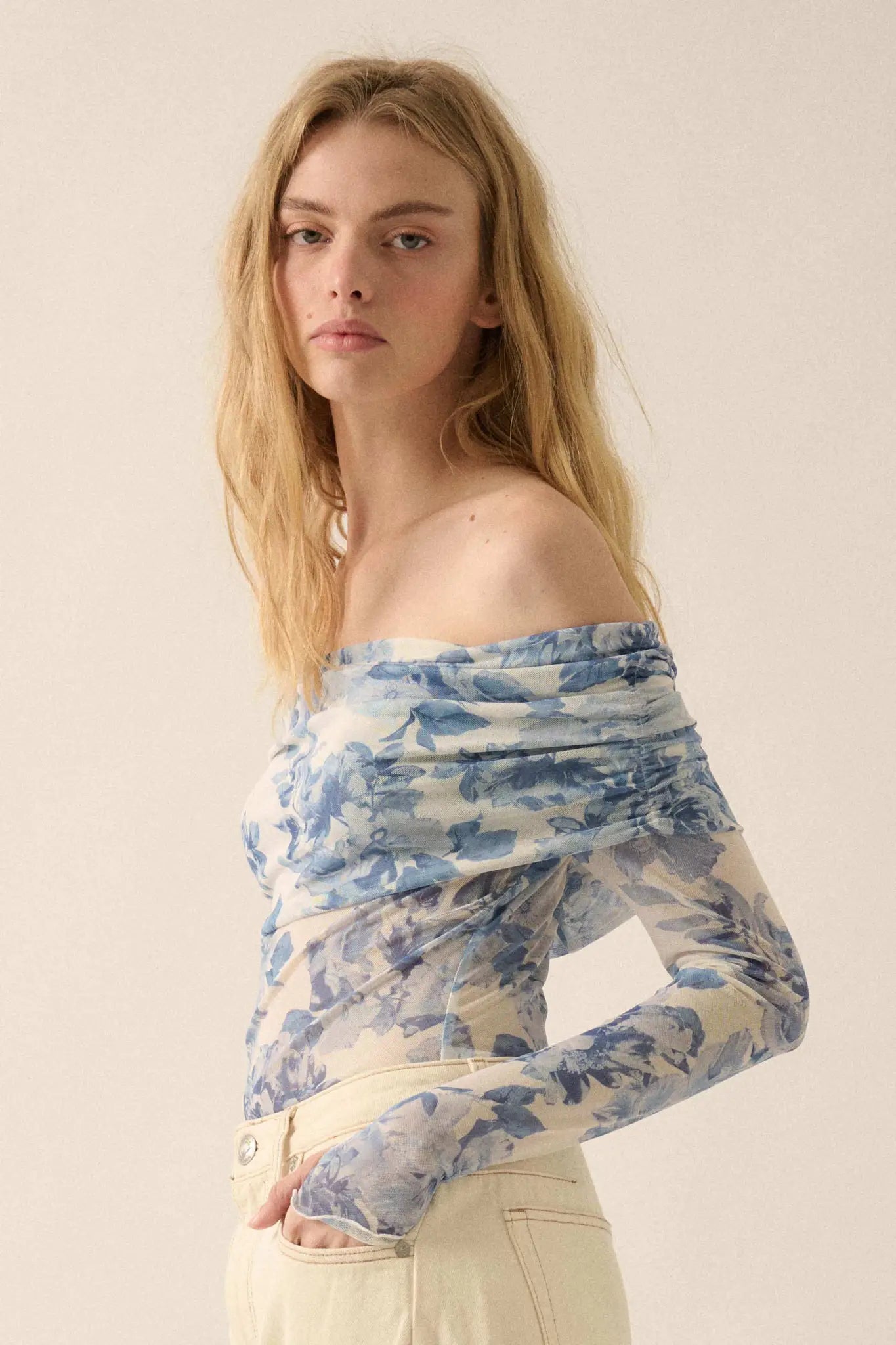 Floral Embrace Floral Mesh Foldover Bodysuit - ShopPromesa