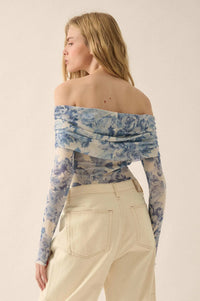 Floral Embrace Floral Mesh Foldover Bodysuit - ShopPromesa