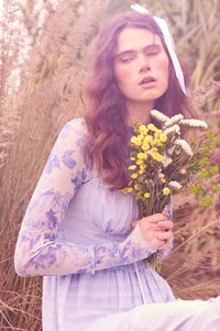 Morning Dew Floral Mesh Mock-Neck Thumbhole Top - ShopPromesa