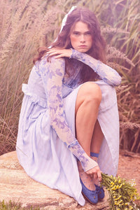 Morning Dew Floral Mesh Mock-Neck Thumbhole Top - ShopPromesa