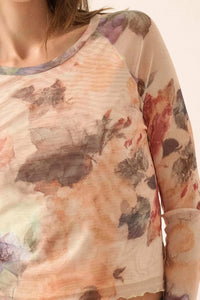 Blush Crush Floral-Print Mesh Thumbhole Top - ShopPromesa
