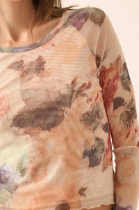 Blush Crush Floral-Print Mesh Thumbhole Top - ShopPromesa