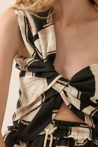 Lost City Abstract-Print One-Shoulder Bandeau Top - ShopPromesa