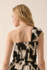 Lost City Abstract-Print One-Shoulder Bandeau Top - ShopPromesa