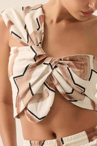 Lost City Abstract-Print One-Shoulder Bandeau Top - ShopPromesa