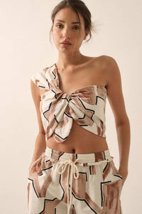 Lost City Abstract-Print One-Shoulder Bandeau Top - ShopPromesa