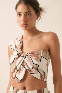 Lost City Abstract-Print One-Shoulder Bandeau Top - ShopPromesa