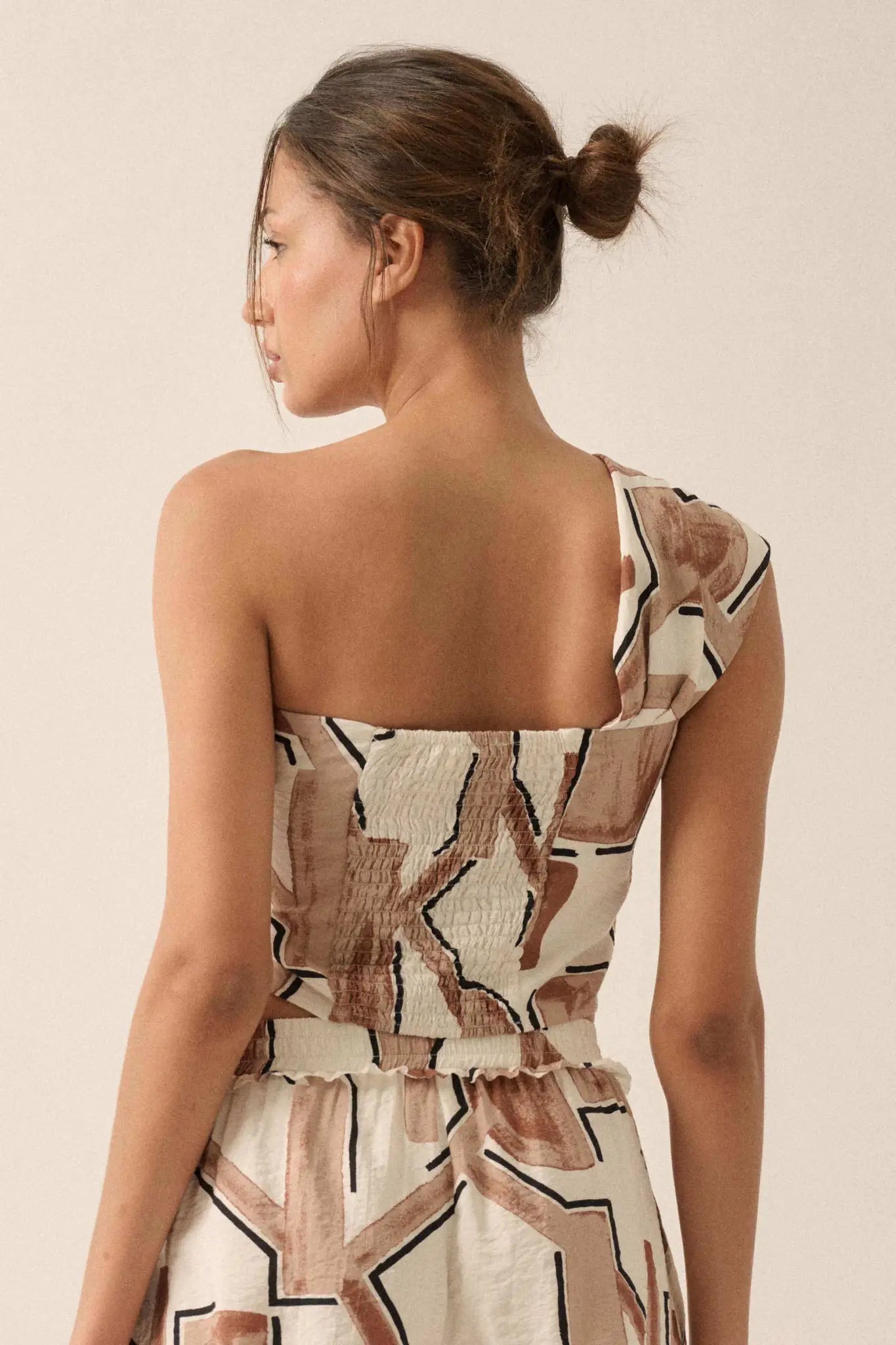 Lost City Abstract-Print One-Shoulder Bandeau Top - ShopPromesa