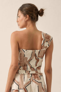 Lost City Abstract-Print One-Shoulder Bandeau Top - ShopPromesa