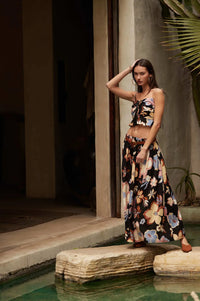 Grow On Textured Floral Cropped Tie-Front Cami Top - ShopPromesa