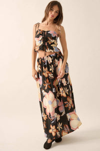 Grow On Textured Floral Cropped Tie-Front Cami Top - ShopPromesa