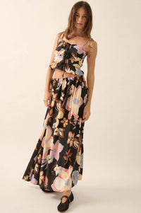 Grow On Textured Floral Cropped Tie-Front Cami Top - ShopPromesa