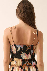 Grow On Textured Floral Cropped Tie-Front Cami Top - ShopPromesa