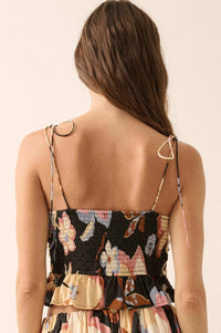 Grow On Textured Floral Cropped Tie-Front Cami Top - ShopPromesa