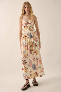 Grow On Textured Floral Cropped Tie-Front Cami Top - ShopPromesa