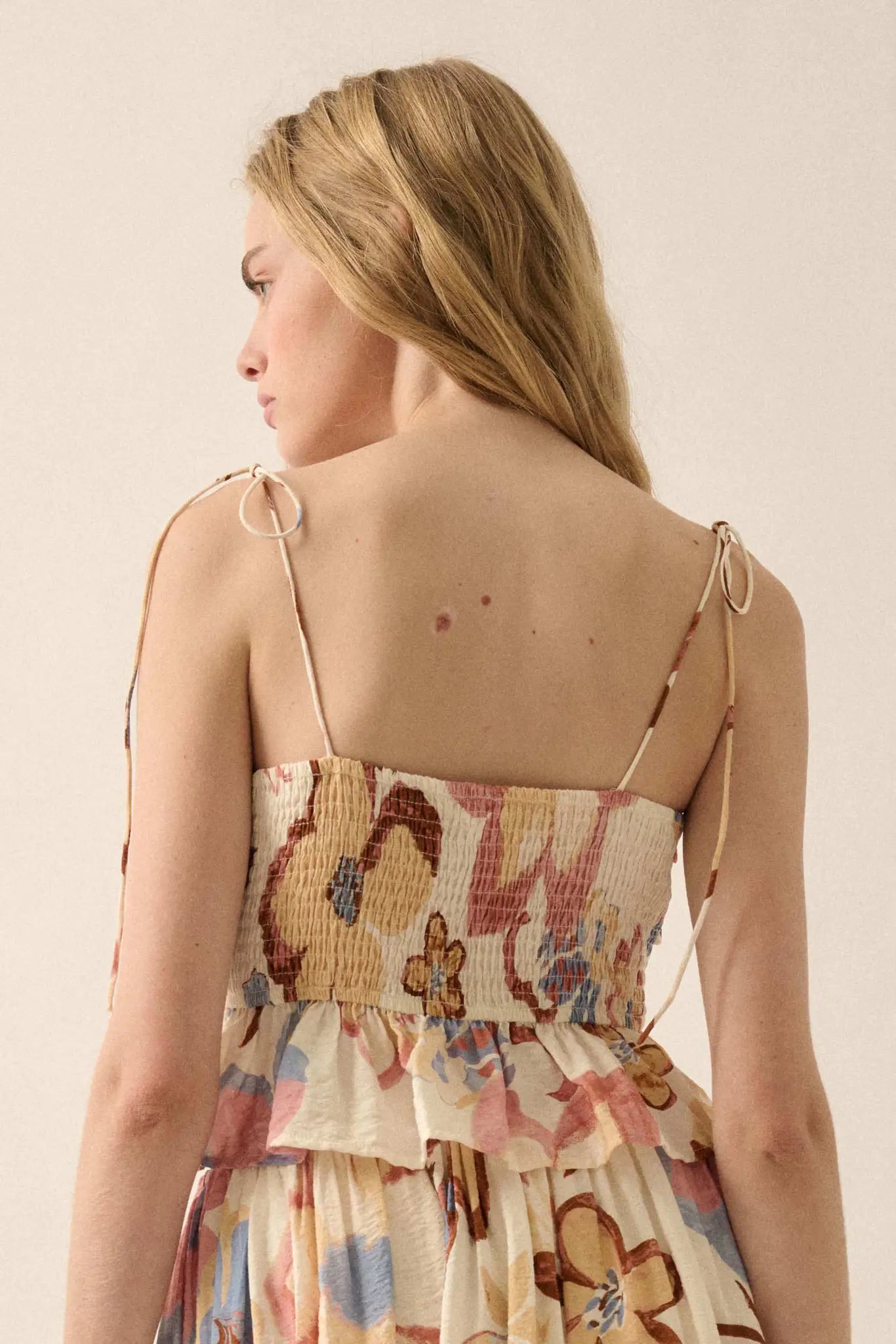 Grow On Textured Floral Cropped Tie-Front Cami Top - ShopPromesa