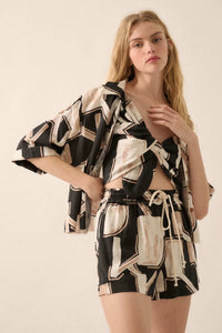 Ancient Lands Abstract-Print Pocket Camp Shirt - ShopPromesa