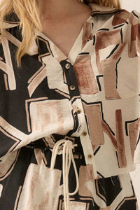 Ancient Lands Abstract-Print Pocket Camp Shirt - ShopPromesa