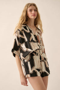 Ancient Lands Abstract-Print Pocket Camp Shirt - ShopPromesa