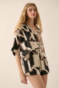 Ancient Lands Abstract-Print Pocket Camp Shirt - ShopPromesa