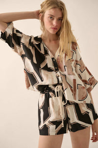 Ancient Lands Abstract-Print Pocket Camp Shirt - ShopPromesa