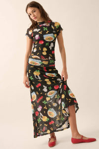 Buon Appetito Printed Mesh Mock-Neck Baby Tee - ShopPromesa