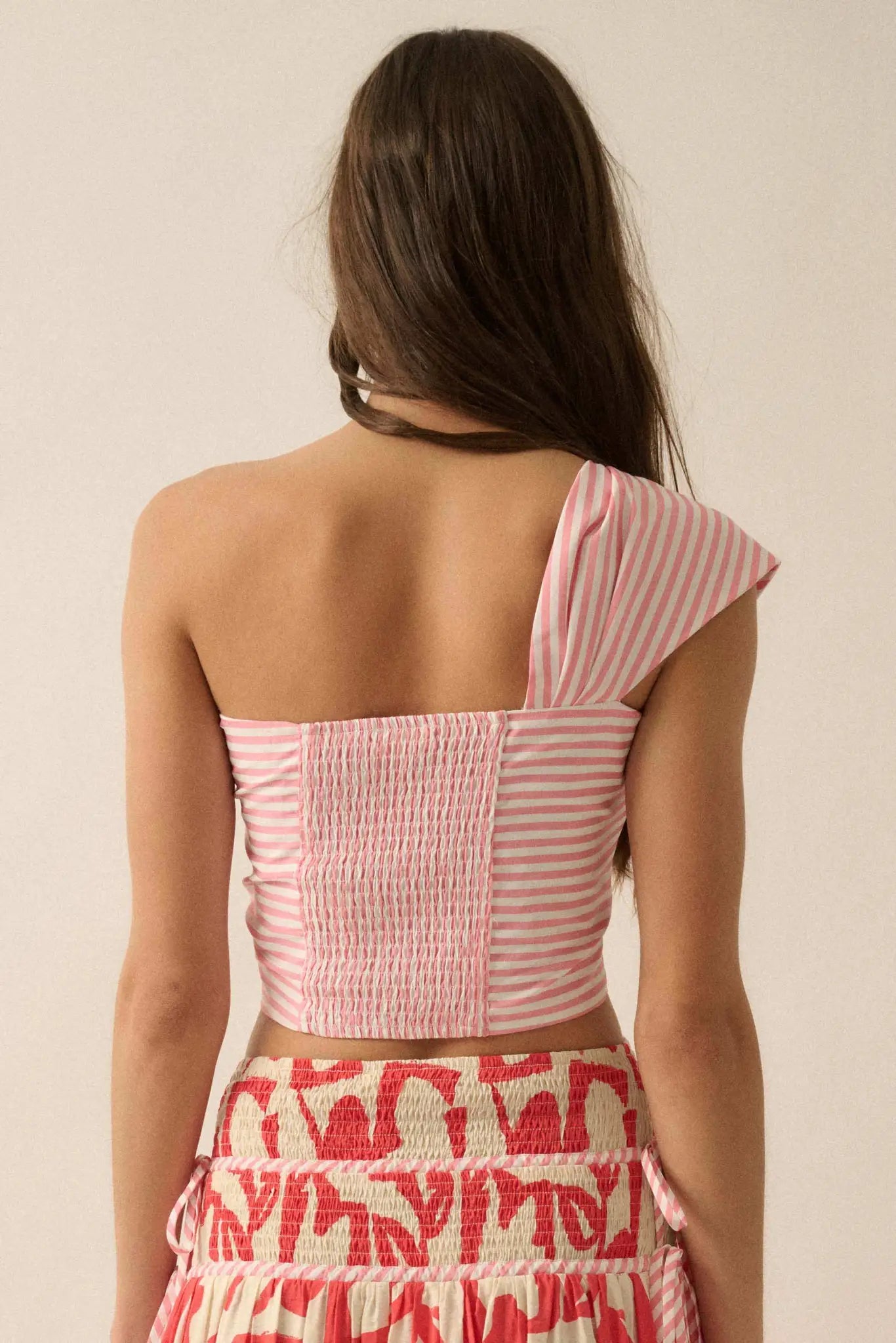 Cabana Dreams Striped One-Shoulder Bandeau Top - ShopPromesa