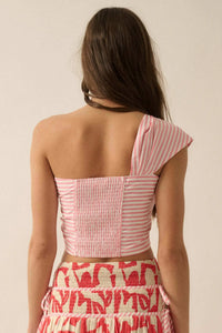 Cabana Dreams Striped One-Shoulder Bandeau Top - ShopPromesa