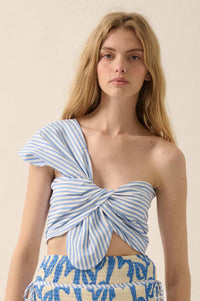 Cabana Dreams Striped One-Shoulder Bandeau Top - ShopPromesa